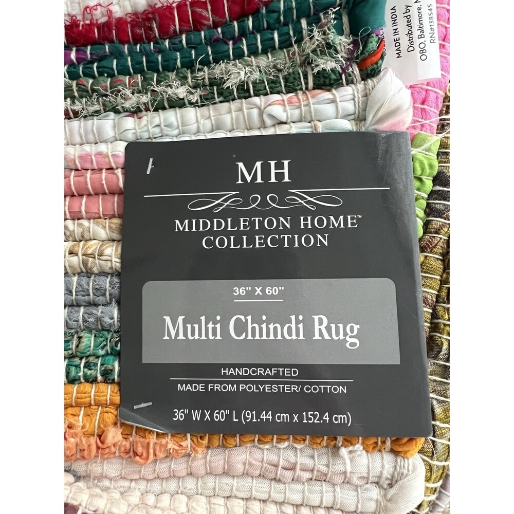 NWT Chindi Rag Rug 3'x5' Boho Farmhouse Rustic Area Accent Throw Rug Multicolor - Picture 7 of 11